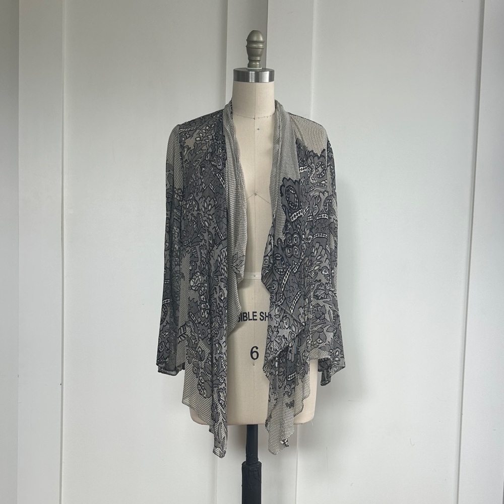 Lace Print Open Cardigan